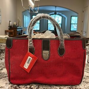 Dooney and Burke Red Canvas Tote Bag NWT